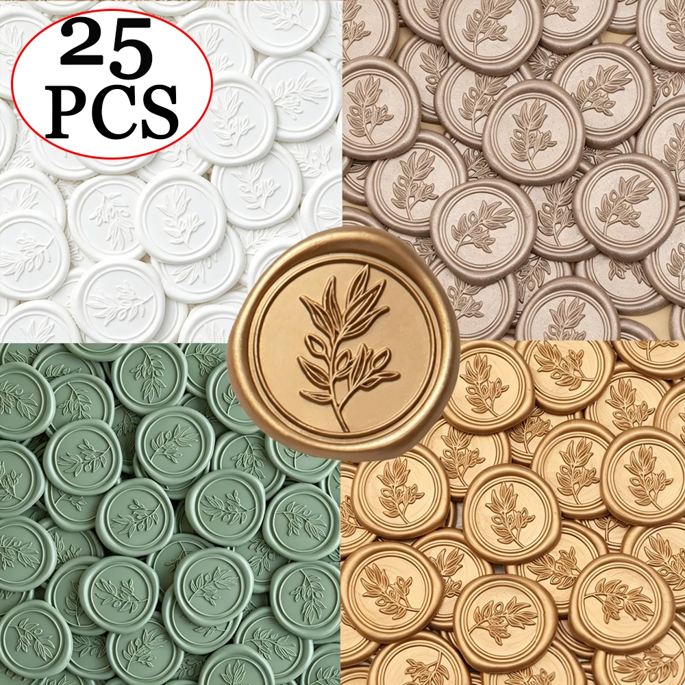 Wax Seal Stamp Set - 25 adet/takım Zeytin Dalları Yapraklı Desen