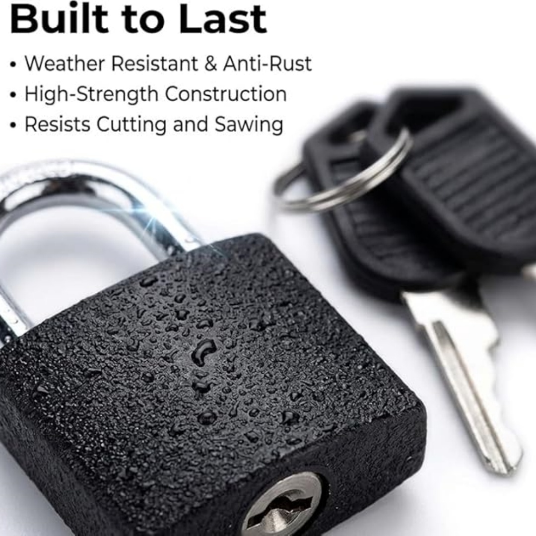 Letter Opener Brass - 3 adet Anahtarlı Asma Kilit, (Siyah),